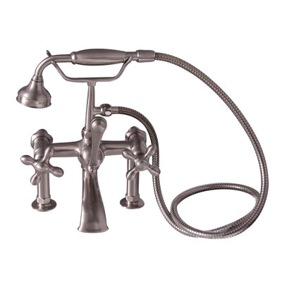 3 Handle Bathroom Clawfoot Tub Faucet with Diverter