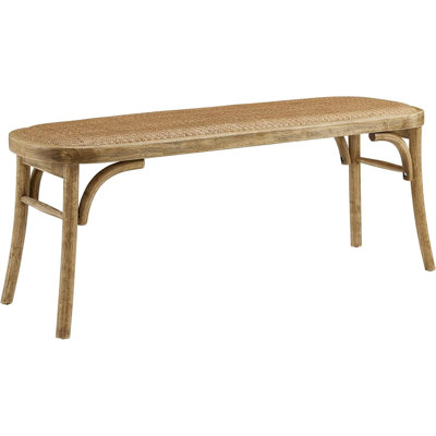 Natural Bentwood Bench With Natural Woven Rattan Seat