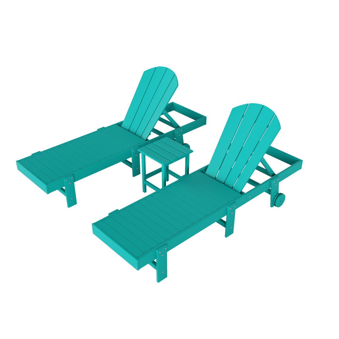 Darmstadt 77.6" Long Outdoor All-Weather Poly Reclining Chaise Lounge Set Highland Dunes 