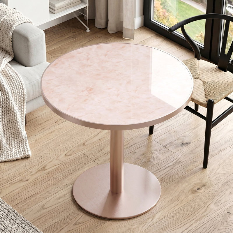 Table bistro 31,5 po en pierre frittée, table de salle à manger carrée / ronde moderne avec 26 options de taille pour le petit café de cuisine