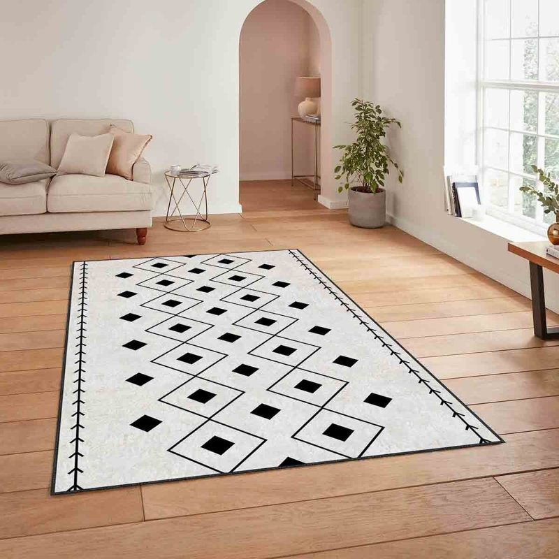 Premium Woven Carpet, 3.3 x 4.6 Feet | 100% Polyester, 740 g/m² | Non-Slip Felt Dot Underside, Machine Washable at 86°F, 0.16 Inch Pile Height | Stylish Digital Print, Easy to Clean, Perfect for Any Room