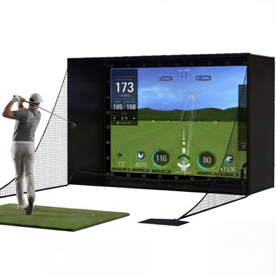 Complete 10x8ft Golf Simulator Enclosure with 4K Dual-Layer Impact Screen & Full Blackout Cage for Home Golf Training
