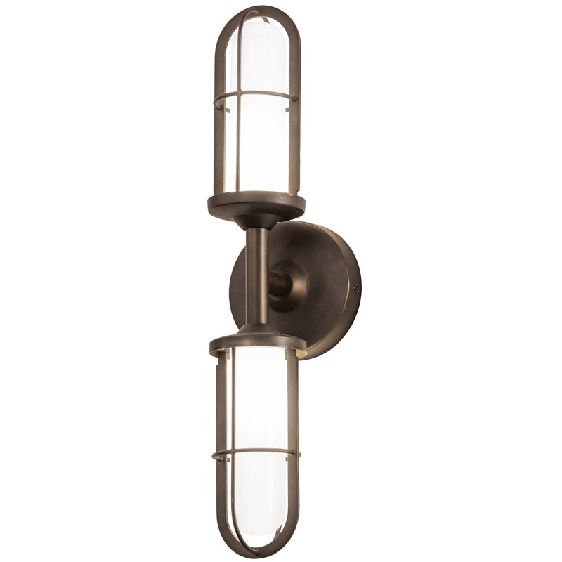 2 - Light LED Armed Sconce, Weathered Brass