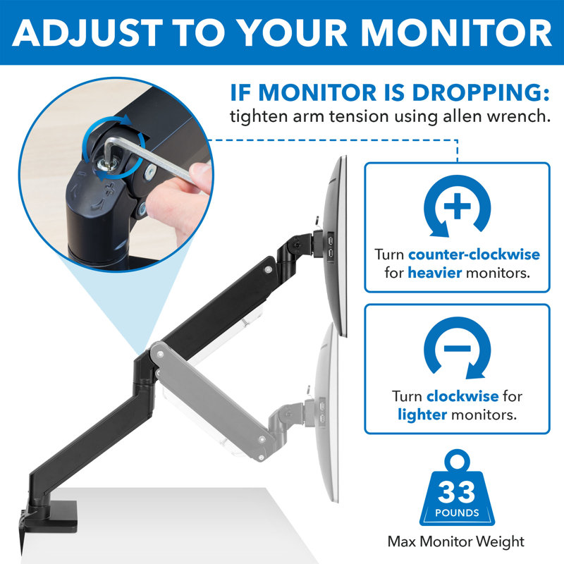 Black Dual Monitor Desk Mount with USB Ports and Adjustable Arms