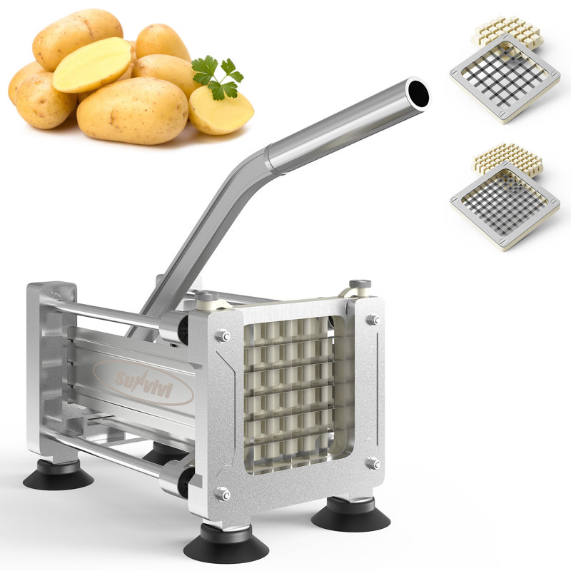 Coupe-frites en acier inoxydable avec 2 pales