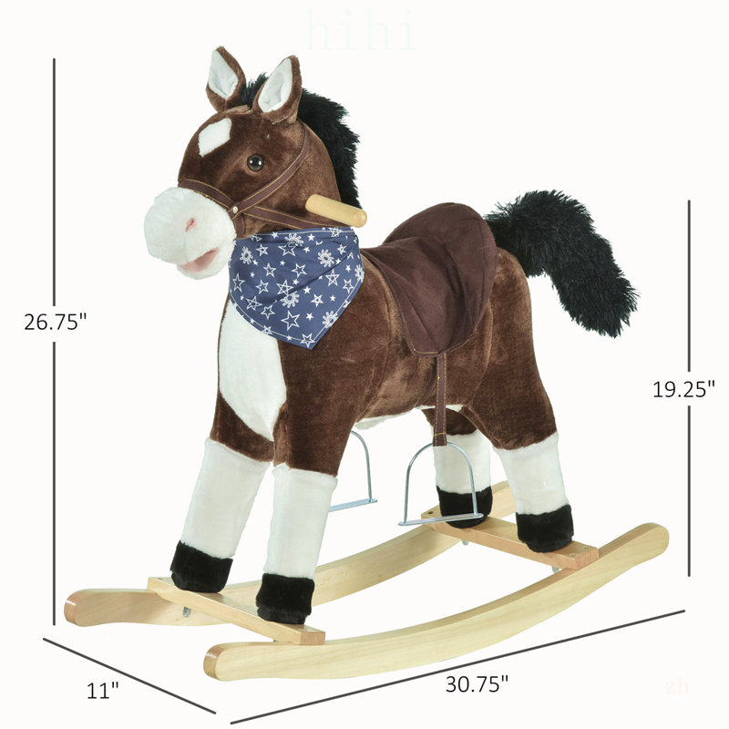 Cheval à cheval avec des sons réalistes et une peluche douce, idéal pour l'éveil et le plaisir des tout-petits.