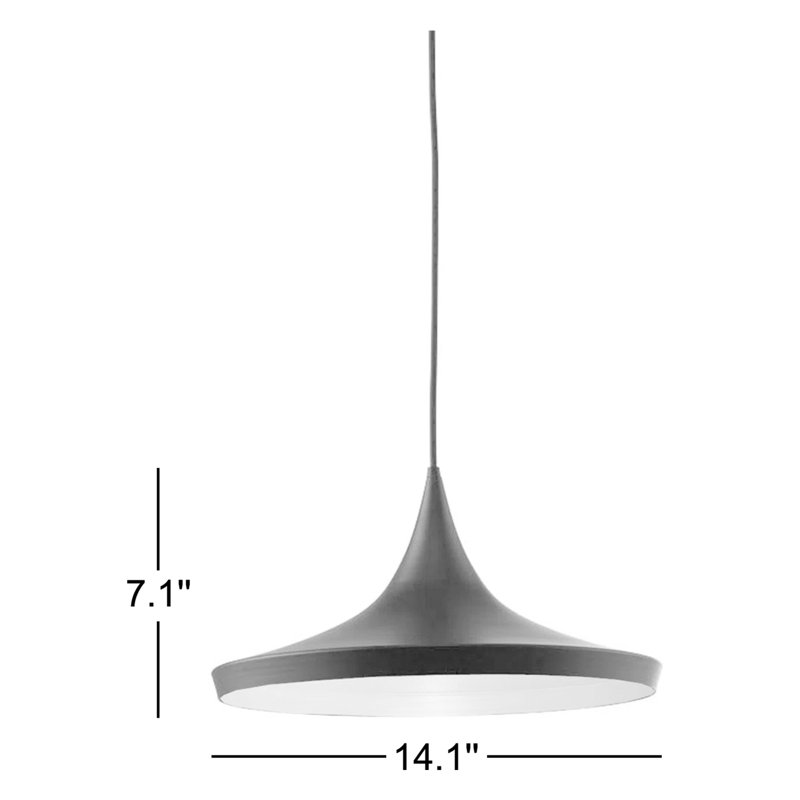 Luminaire suspendu conique à 1 lumière Roberson, Noir / blanc