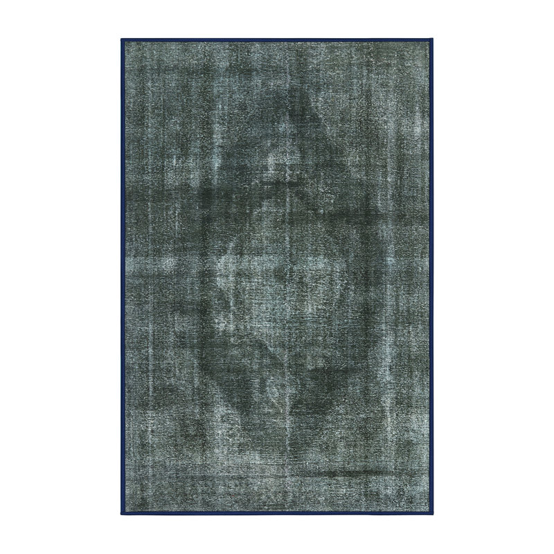 Tapis vert de style oriental, Rectangle 5 pi x 7 pi