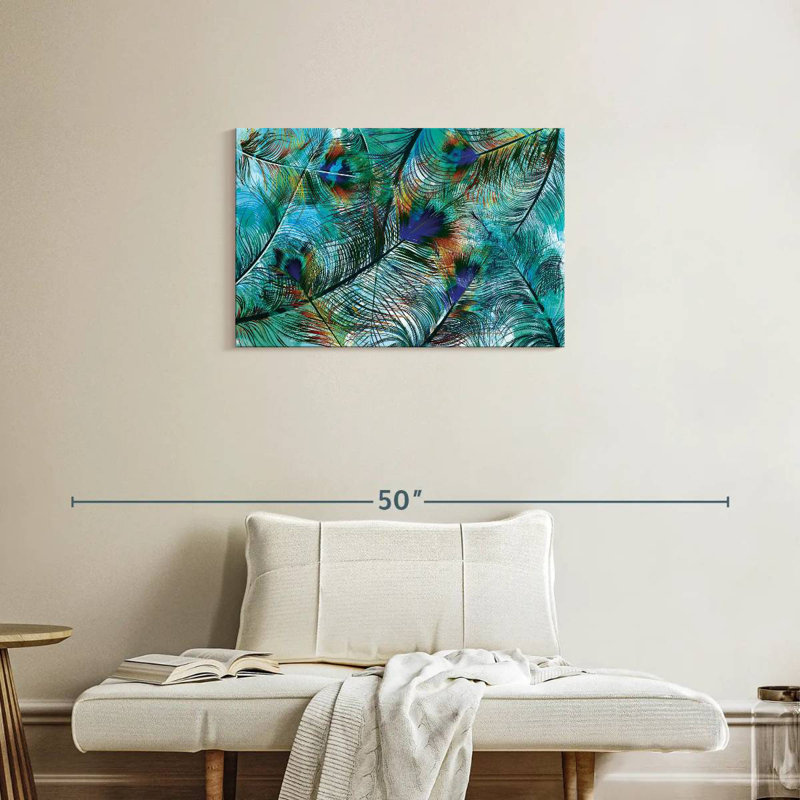 Kerner Teal Peacock Feathers Heap, 20" H x 30" W