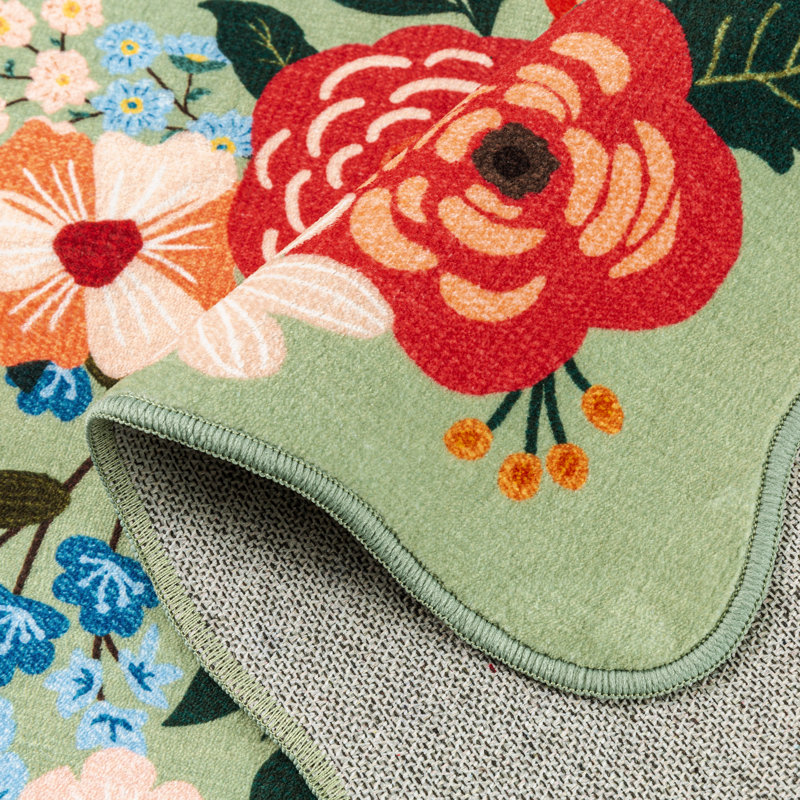 Aurora Modern Floral Green Area Rug, Rectangle 7'9" x 9'9", Green