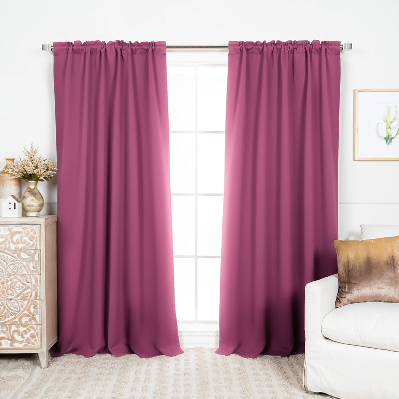 Bantam Solid Blackout Thermal Rod Pocket Curtain Panels, Violet, 52" W x 96" L