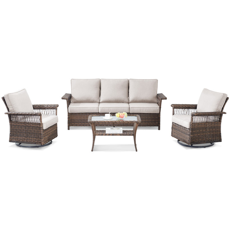 Ensemble de conversation avec canapé 4 pièces Quinaya, Beige
