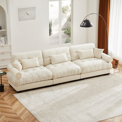 Extra Large Modern Velvet Sofa, Oversize Sofa, Clould Like Comfortable Seat And Back Support, With Waist Pillows And Throw Pillows