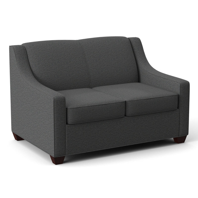 Phillips 52" Square Arm Loveseat with Reversible Cushions, Empire Mahogany, Fluff Carbon