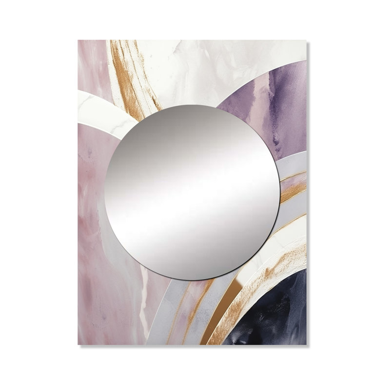 Miroir unique en marbre rose et blanc de style médiéval III, art mural en métal imprimé, 40 po x 30 po