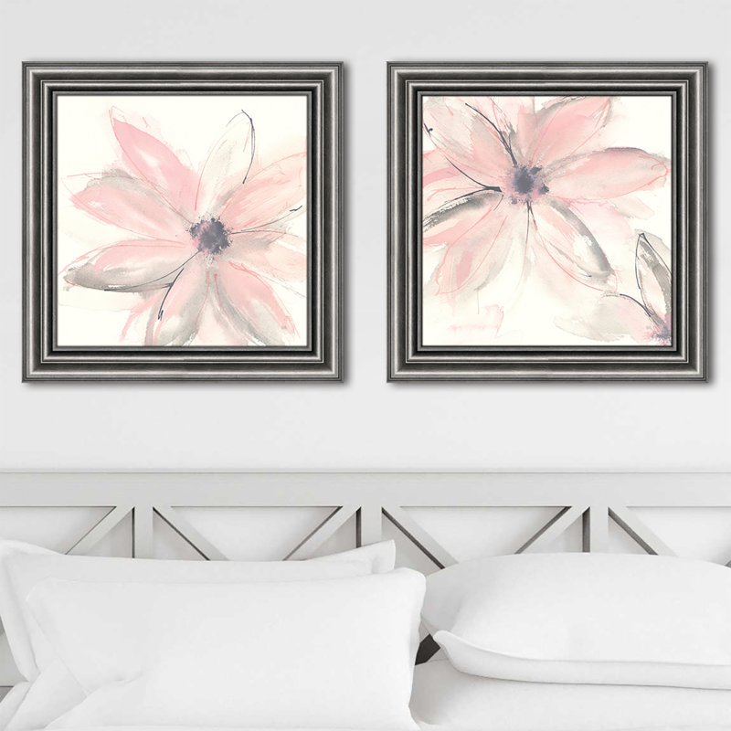 Blush Clematis - ensemble de 2 peintures encadrées