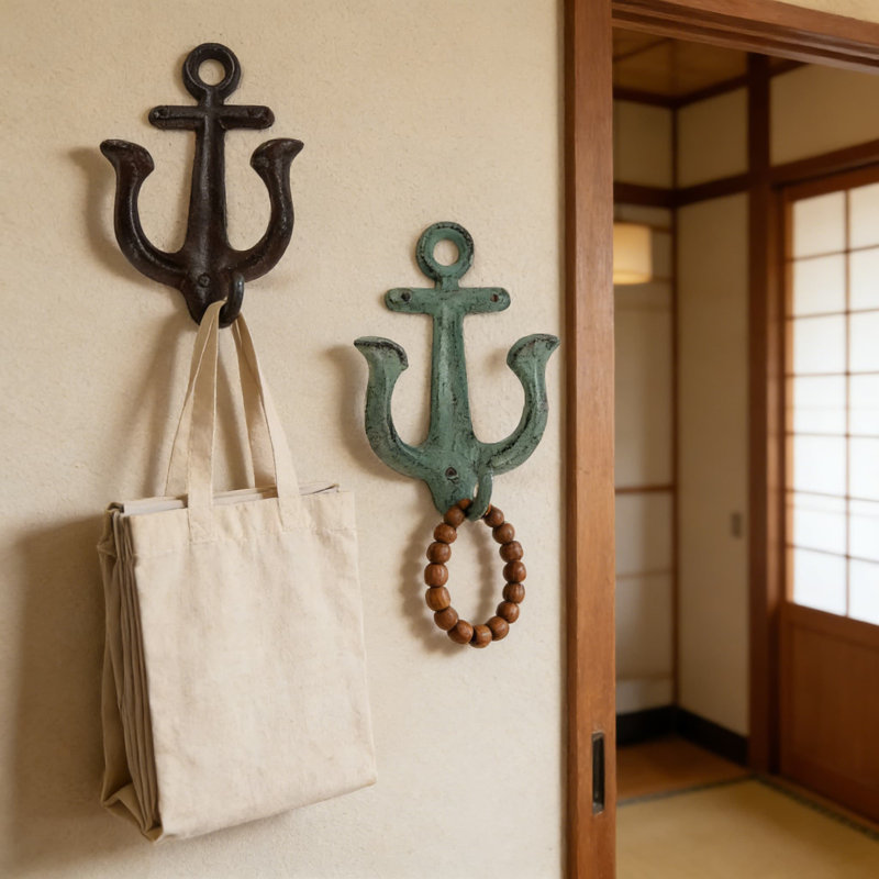 Vintage Anchor Wall Hooks, Set Of 4 Decorative Cast Iron Towel And Coat Hangers For Bathroom, Kitchen, Or Entryway, Rustic Nautical Shabby Chic Design With Mounting Hardware