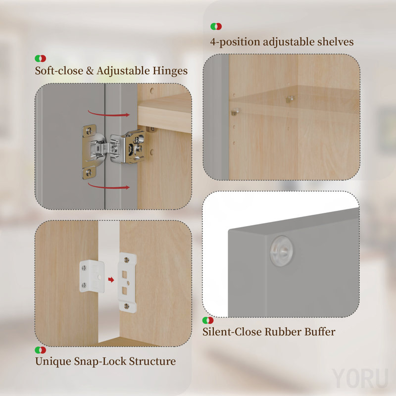 Armoire de base 15 po Shaker, porte / tiroir à fermeture en douceur - gris