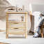 Ensemble de 2 tables de chevet en chêne clair avec coins arrondis, rangement à 2 niveaux avec tiroir et tablette ouverte pour la chambre à coucher Nightstands