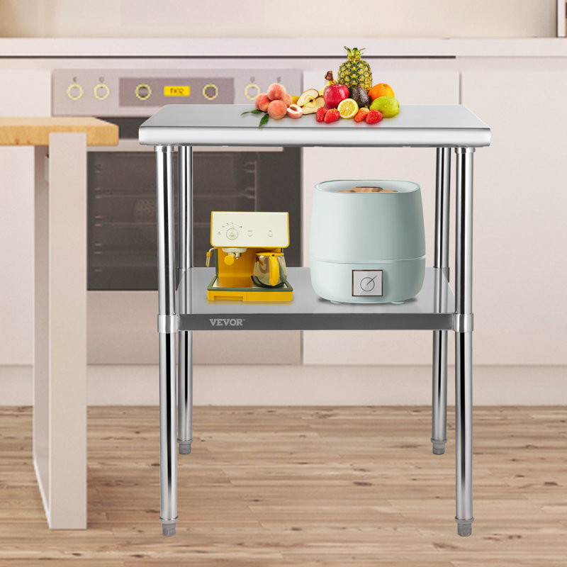 Heavy Duty Stainless Steel Kitchen Prep Table with Adjustable Undershelf