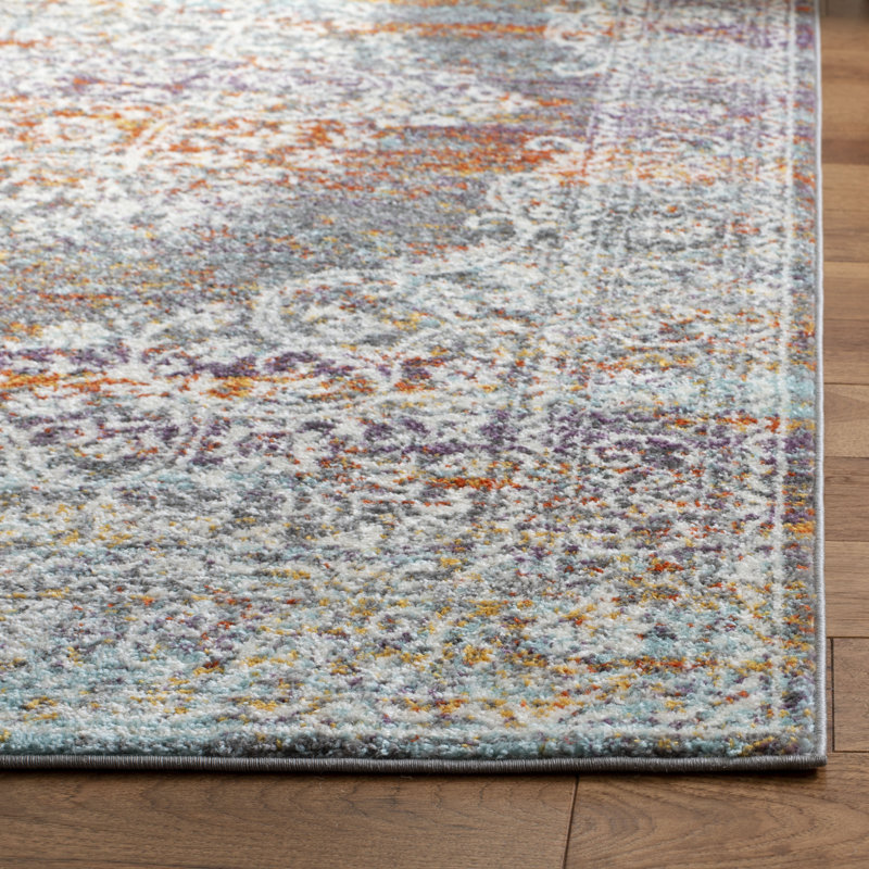 Felty Oriental Gray/Rust Area Rug, Rectangle 3' x 5'
