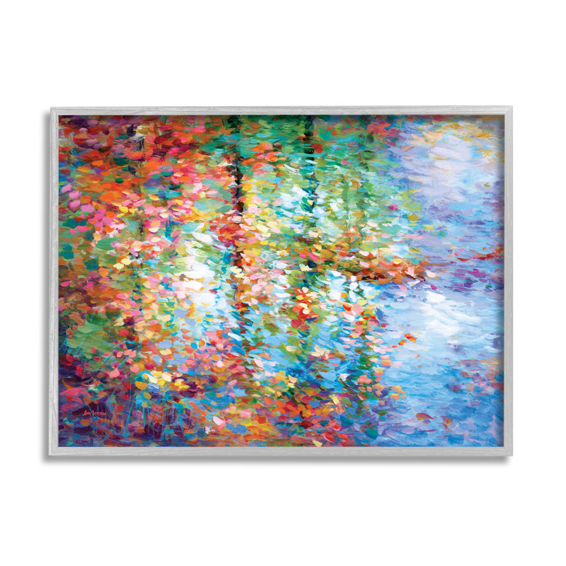 Feuilles abstraites aux reflets colorés par Leon Devenice, Estampe numérique Farmhouse, H 11 po x l 14 po x P 1,5 po