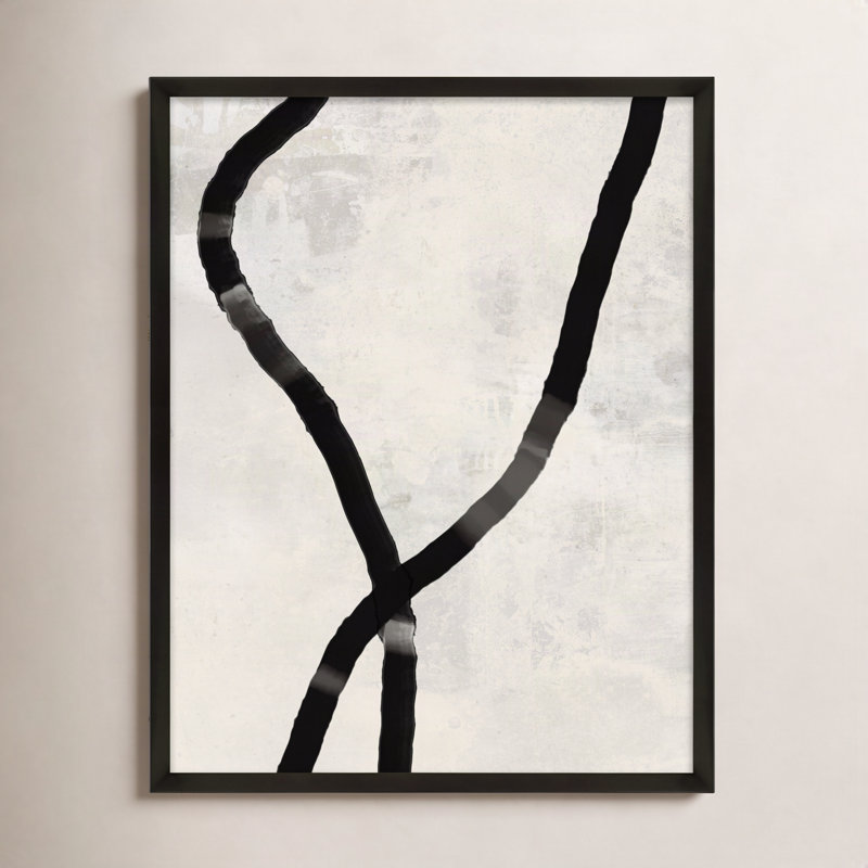 Black Rope 5 By Jacques Pilon - Framed Wall Art, 38" H x 30" W x 1.25" D, Black Wood