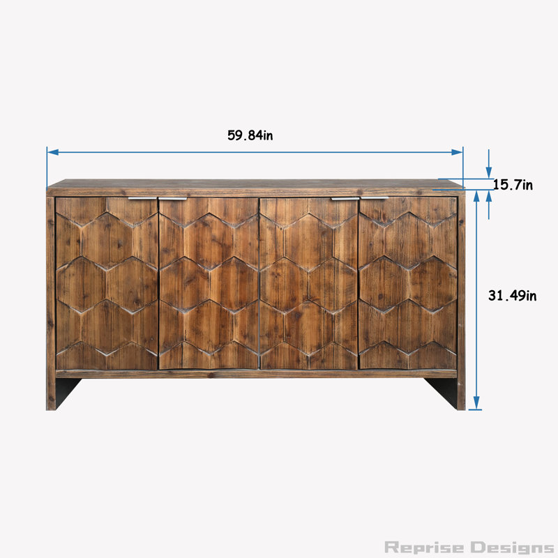 Farmhouse Style 4 Door Wooden Cabinet, Brown