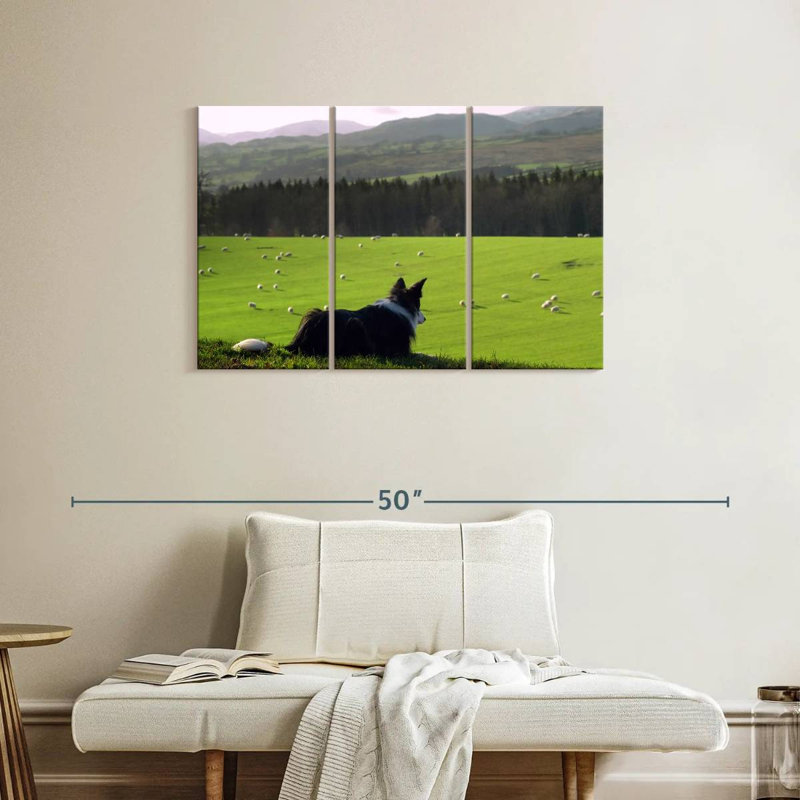 Brampt Dog Counting Sheep, 24" H x 38" W