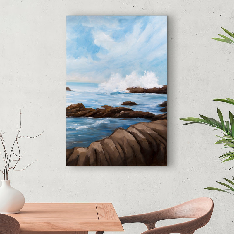 Vague de bord de mer - Toile blanche contemporaine pour la décoration intérieure