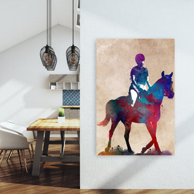 Aquarelle dynamique, art mural cheval contemporain