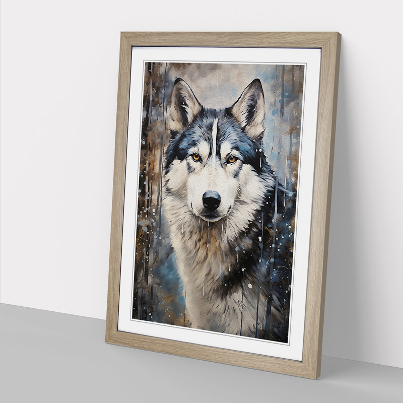 Husky Contemporary - Framed Print, Oak Framed, 34cm H x 25cm W x 2cm D
