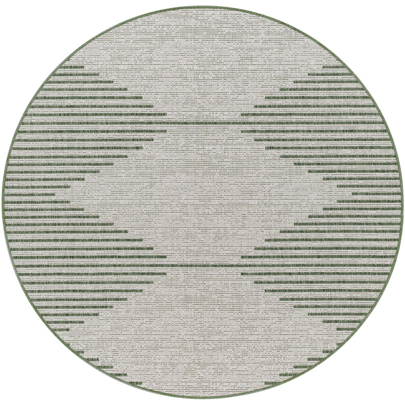 Darrah Round Indoor & Outdoor Boho Moss Grey Rug, Round 160cm