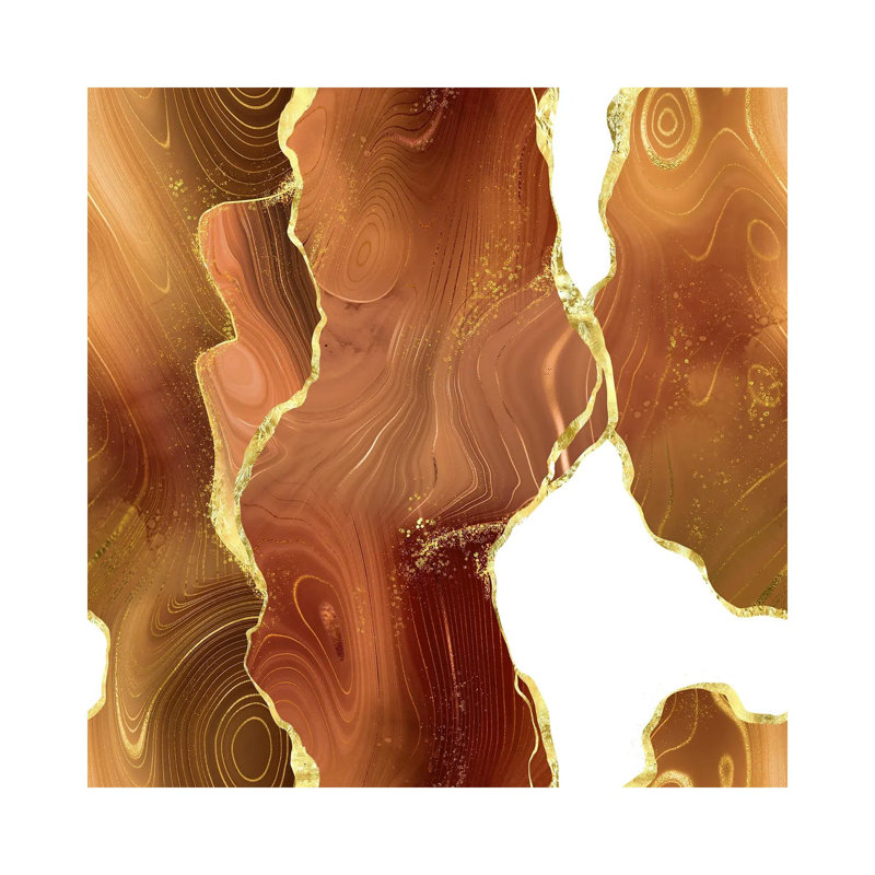 Orange Gold Glitter Agate Texture VIII by Aloke Design - No Frame Gallery-Wrapped Canvas Giclée on Canvas