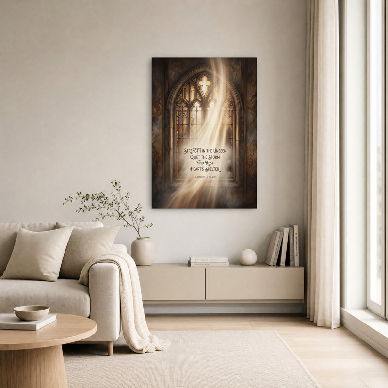 Vitrail arqué en vitrail avec toile dorée, H 24 po x l 16 po