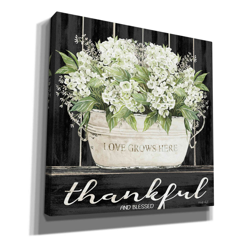 «Thankful & Blessed» par Cindy Jacobs, art mural sur toile, H 18 po x l 18 po x P 0,75 po