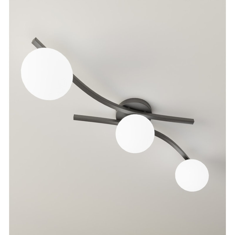 Davarius Flush Mount, Matte Black/Opal