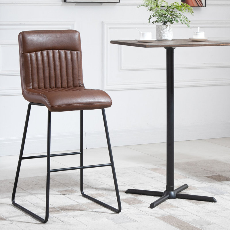 Upholstered Counter Stool with Metal Frame