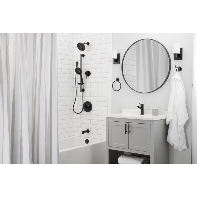 Neo Exhilaration Multi Function Adjustable Shower Head, Matte Black, 1.75 GPM, Round
