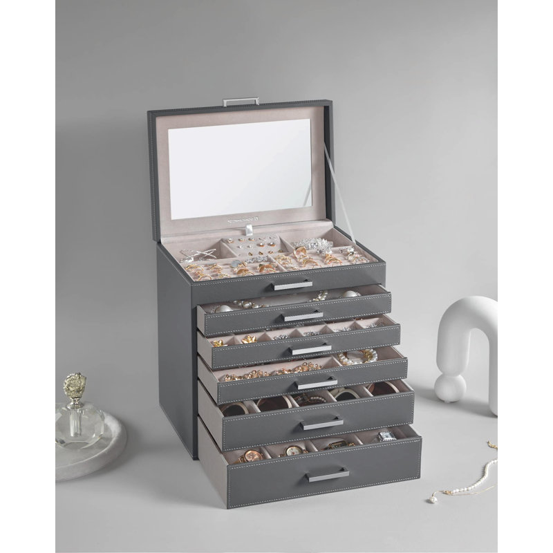 Wood Jewellery Box +, Grey