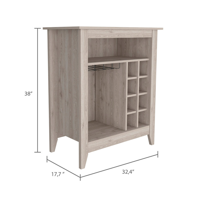 6-Bottle 1-Drawer 1-Shelf Bar Cabinet, Gray