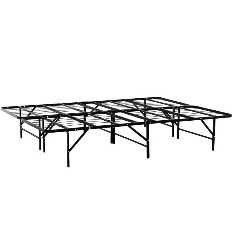 Metal Mattress Foundation Bed, Queen Size, Build For Longevity, Under Storage, Compatibility, Black Bed Frame, Durability, Supports Well, Has