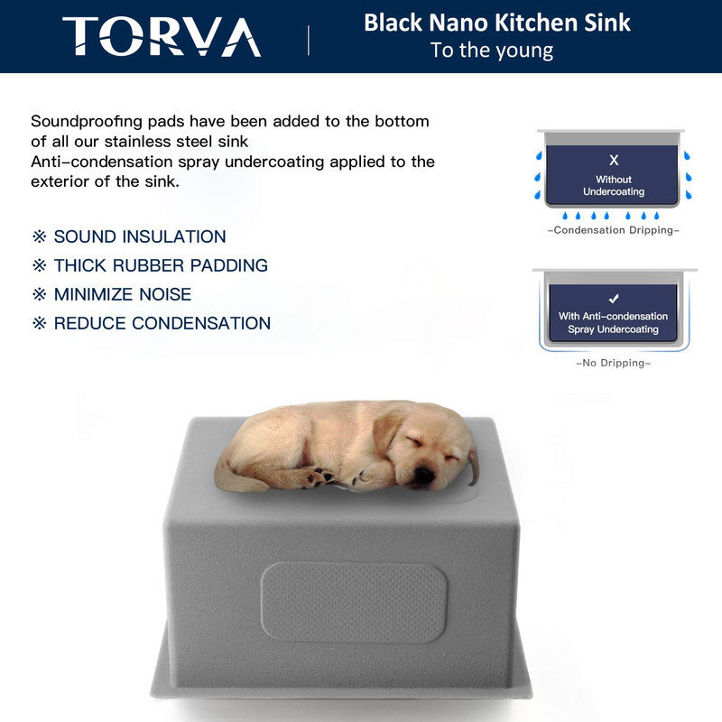 18 x 18 Inch Gloss Black Drop-in Topmount Kitchen Sink - 16 Gauge Stainless Steel, PVD Coated Gunmetal Finish, NanoTek Single Bowl 9-Inch Deep Bar/Prep Basin, Dark Gray