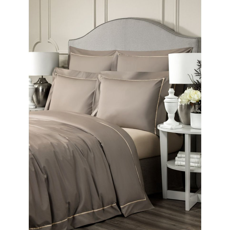 Drap en coton Samira, Drap plat très grand super, Solid Colour , Beige doré
