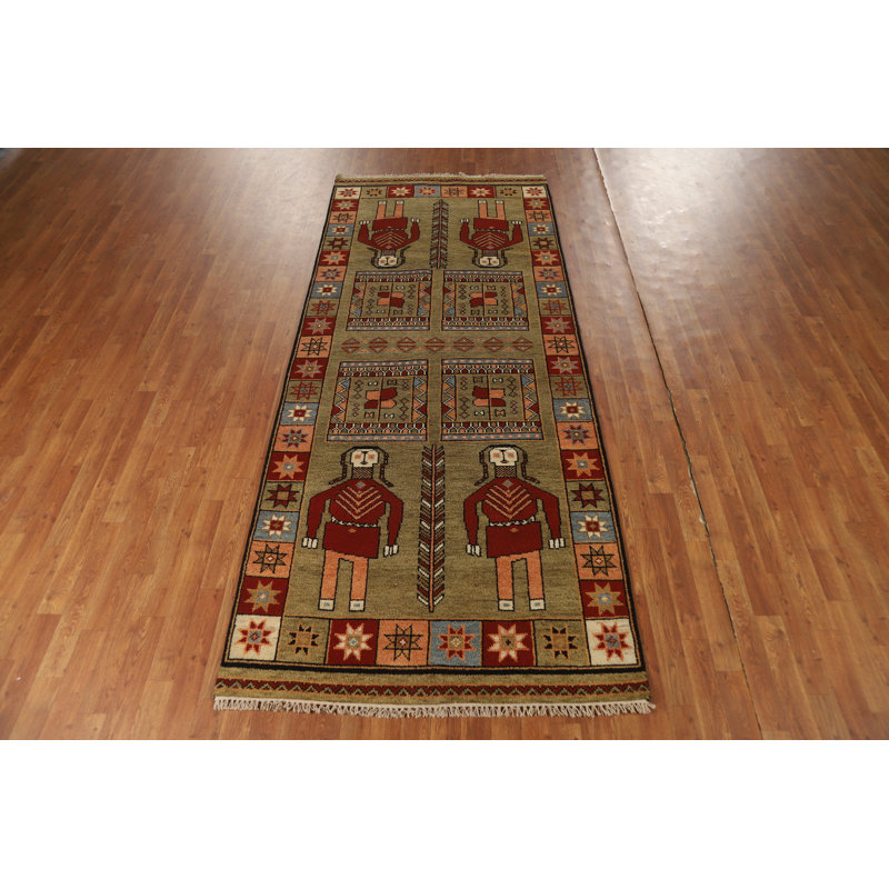 Tapis de couloir indien en laine à motif géométrique 4 x 10