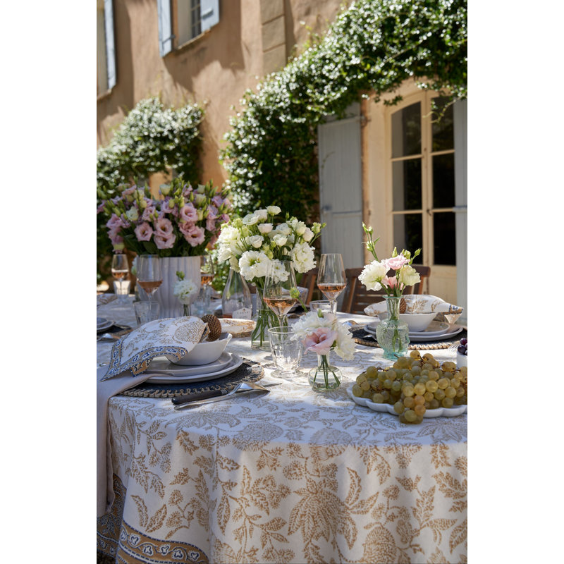Chloe Handmade Floral Tablecloth, 142" L x 71" W