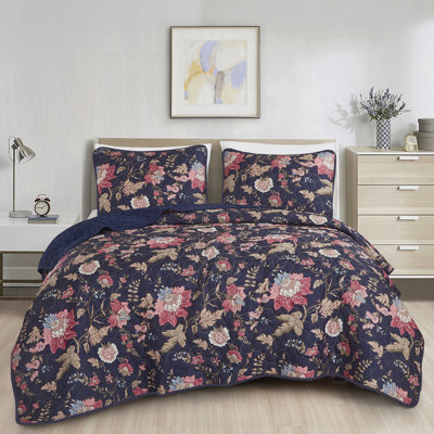 Ensemble d'édredon en microfibre 3 pièces Floral Elegance - Ensemble de literie imprimé chic avec motifs floraux complexes
