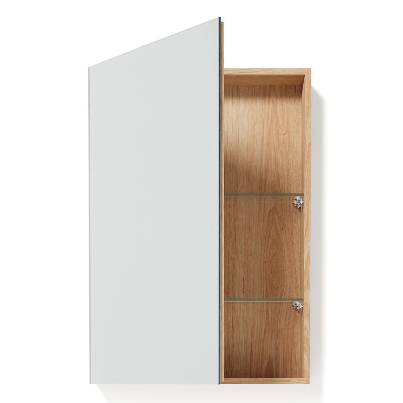 17'' W Mirrored Medicine Cabinet, Natural Oak