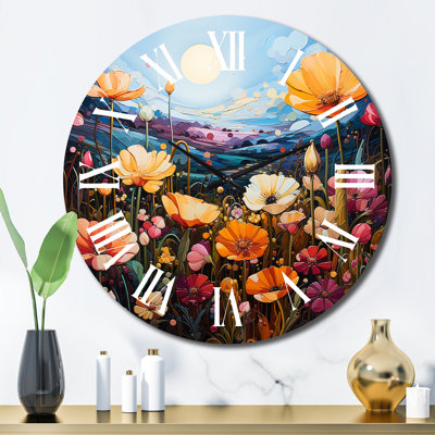 Horloge murale Wildflowers Vibrant Meadows Pointillism I - Wildflowers