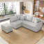 Canapé-lit modulaire en forme de L de 82,6 po avec deux ports USB, deux prises de courant et un repose-pieds de rangement mobile, gris-217906537